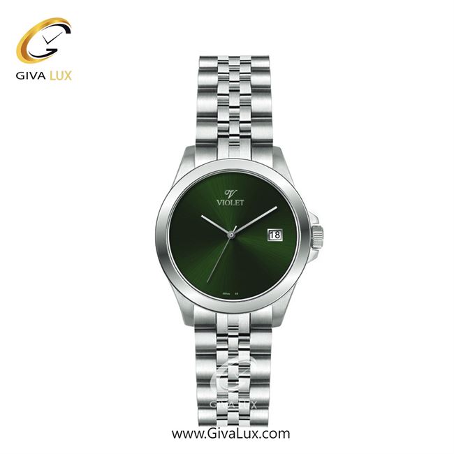 ساعت مچی اورجینال زنانه ویولت VIOLET نقره ای | نقره ای| سبز یشمی تیره| کد رفرنس 0589 سایز کوچک